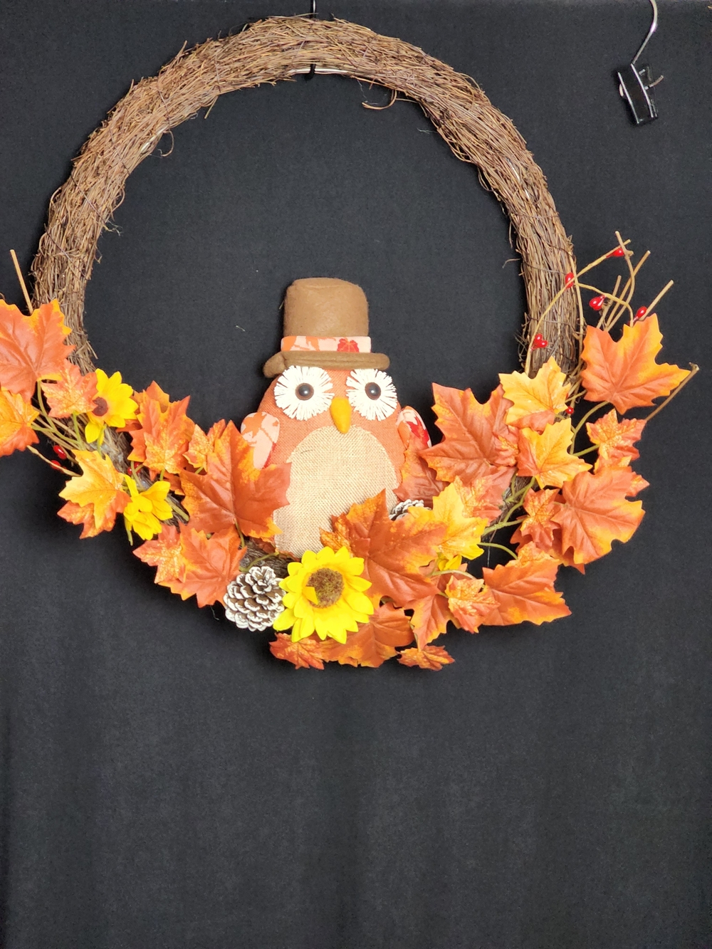 Wreath Autumn Owl Grapevine Wreath - Orange Fall Décor New No Tags